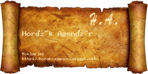Horák Agenór névjegykártya